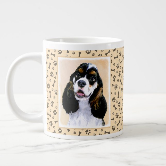 Cocker Spanel (Parti) Malerei - Original Dog Art Jumbo-Tasse (Links)