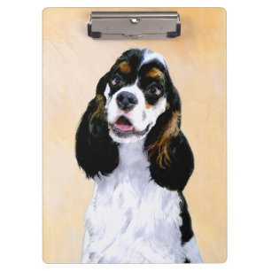 Cocker Spanel (Parti) Malerei - Original Dog Art Klemmbrett