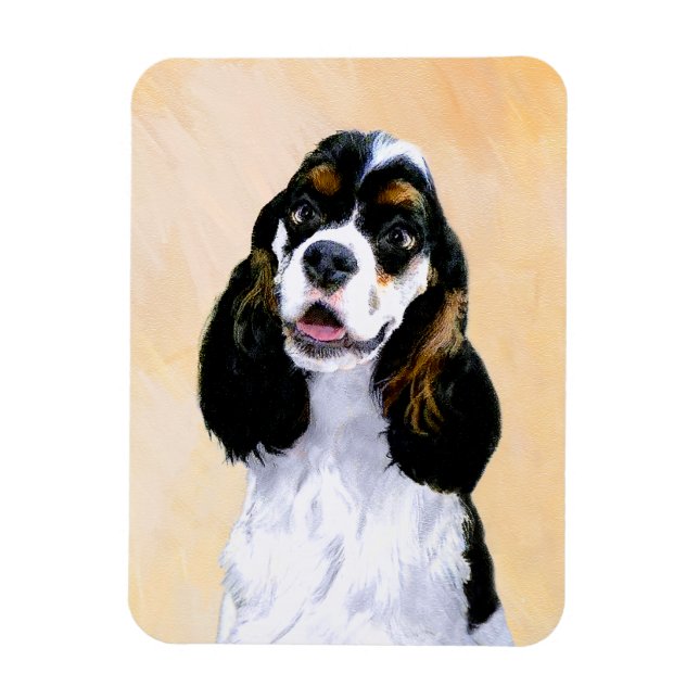Cocker Spanel (Parti) Malerei - Original Dog Art Magnet (Vertikal)