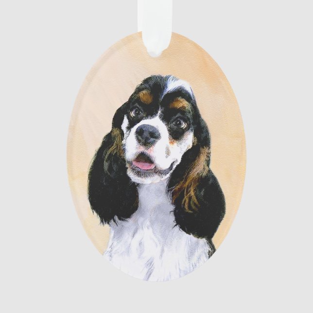 Cocker Spanel (Parti) Malerei - Original Dog Art Ornament (Vorderseite)