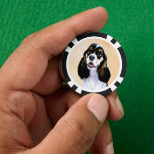Cocker Spanel (Parti) Malerei - Original Dog Art Pokerchips