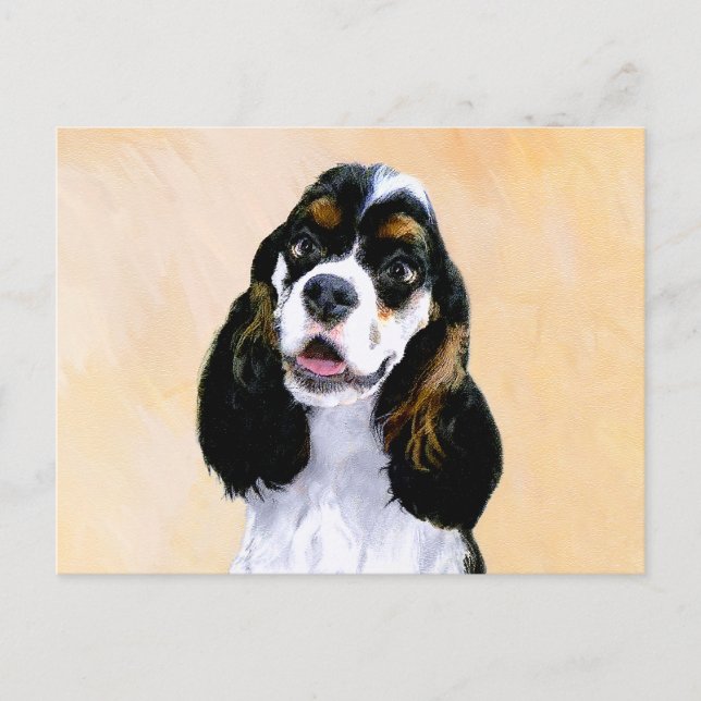 Cocker Spanel (Parti) Malerei - Original Dog Art Postkarte (Vorderseite)