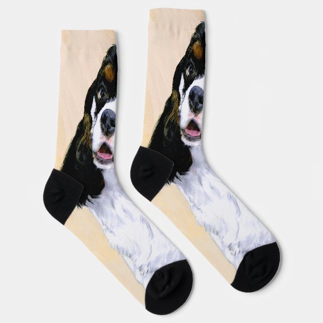 Cocker Spanel (Parti) Malerei - Original Dog Art Socken (Rechts)