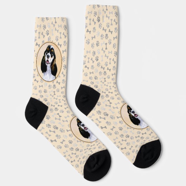 Cocker Spanel (Parti) Malerei - Original Dog Art Socken (Rechts)