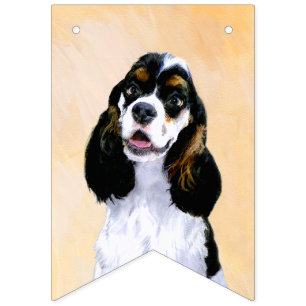 Cocker Spanel (Parti) Malerei - Original Dog Art Wimpelkette