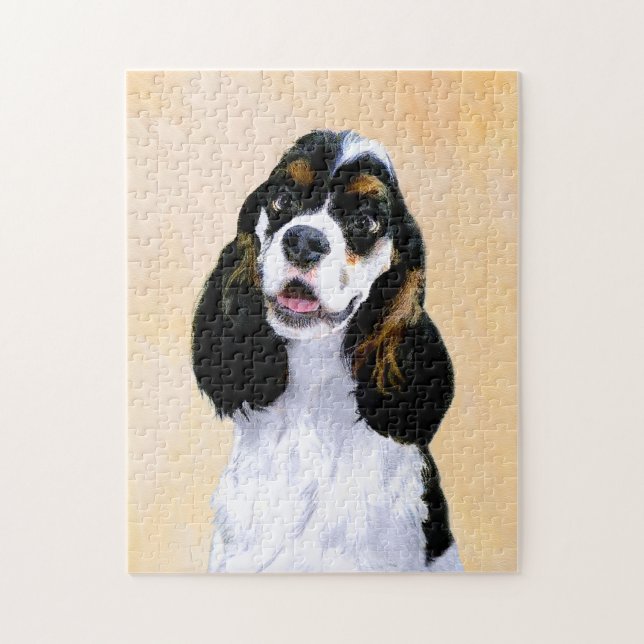 Cocker spanel (Parti) Malerei - Original Hundekuns (Vertikal)