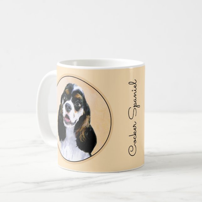 Cocker spanel (Parti) Malerei - Original Hundekuns Kaffeetasse (Vorderseite Links)