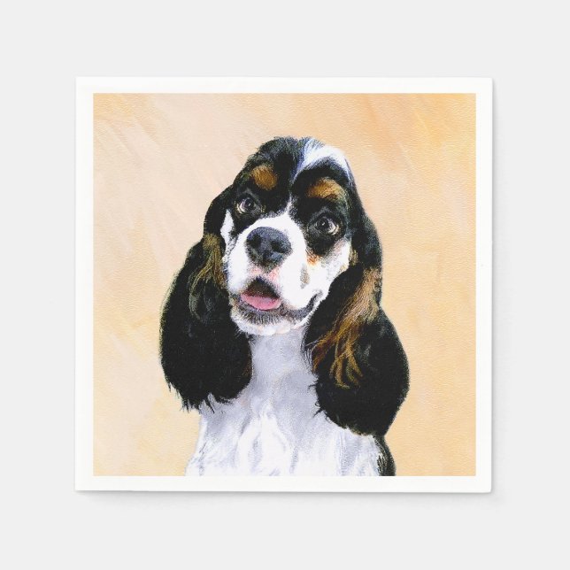 Cocker spanel (Parti) Malerei - Original Hundekuns Serviette (Vorderseite)