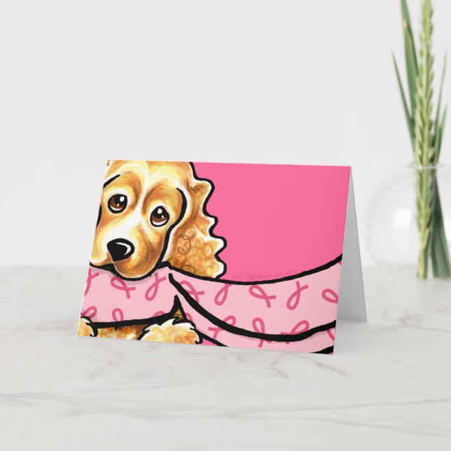 Cocker Spanel Pink Ribbon Scarf BCA Karte (Vorderseite)
