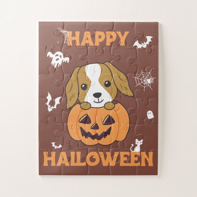Cocker Spanel Pumpkin Niedlich Hunde Happy Hallowe (Vertikal)