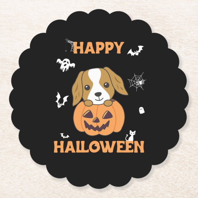 Cocker Spanel Pumpkin Niedlich Hunde Happy Hallowe Untersetzer (Vorderseite)
