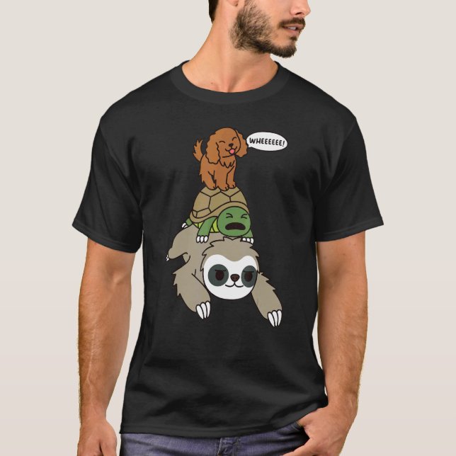 Cocker Spanel Riding Sloth Tortoise Dog T-Shirt (Vorderseite)