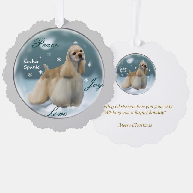 Cocker Spanel Weihnachtsgeschenke Ornament Karte (Vorderseite/Rückseite)