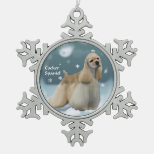 Cocker Spanel Weihnachtsgeschenke Schneeflocken Zinn-Ornament