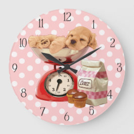 Cocker spanie und Retro-Skala Große Wanduhr