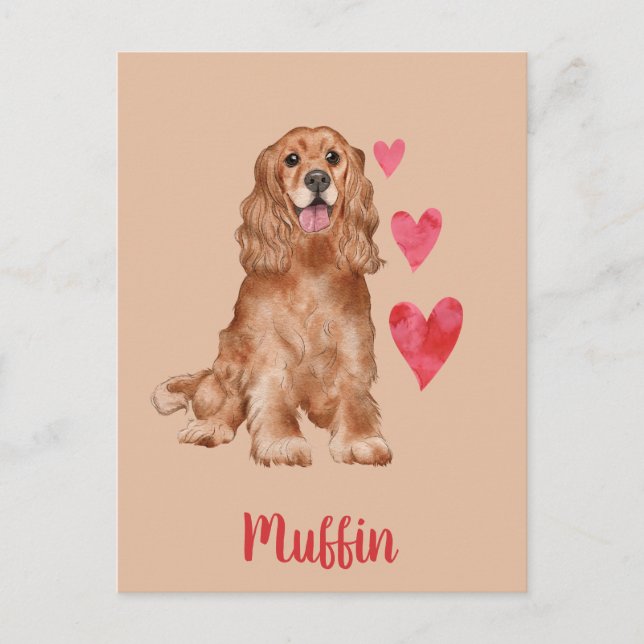 Cocker Spaniel Anpassbarer Pet-Name Postkarte (Vorderseite)