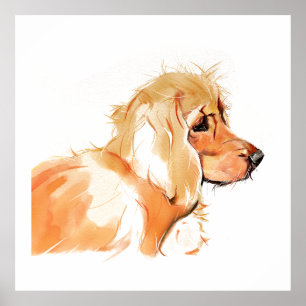 Cocker Spaniel Aquarell-Gemälde, Wanddekoration Poster