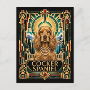 Cocker Spaniel, Art Deco Hund Postkarte