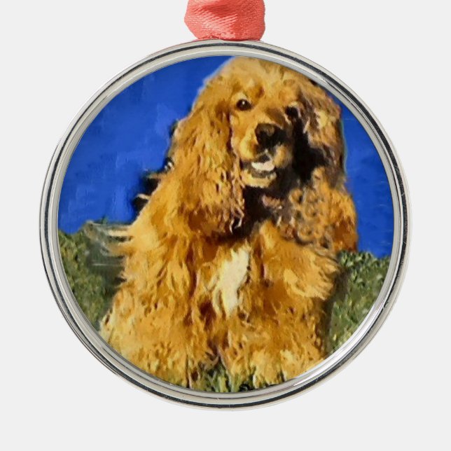 Cocker Spaniel Art Silbernes Ornament (Vorne)