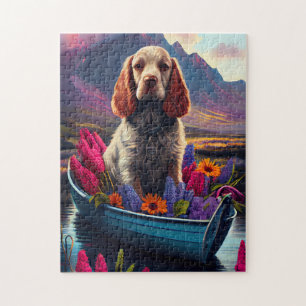 Cocker Spaniel auf einem Paddle: Ein Landschaftlic
