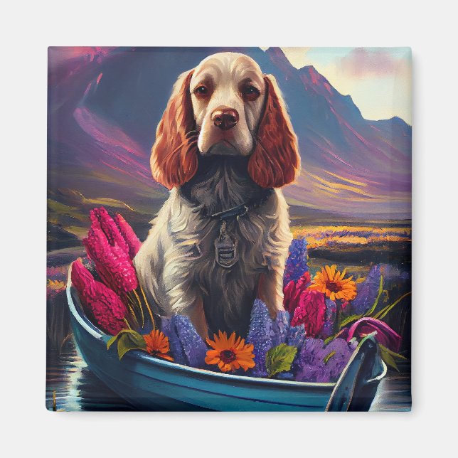 Cocker Spaniel auf einem Paddle: Ein Landschaftlic Magnet (Vorne)