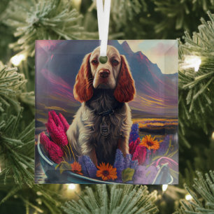 Cocker Spaniel auf einem Paddle: Ein Landschaftlic Ornament Aus Glas