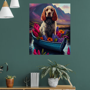 Cocker Spaniel auf einem Paddle: Ein Landschaftlic Poster