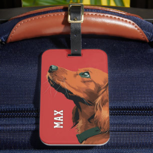Cocker Spaniel auf rotem Hintergrund Gepäckanhänger