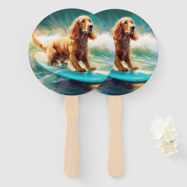 Cocker Spaniel Beach Surfmalerei Fächer (Vorne und Hinten)