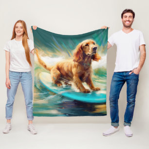 Cocker Spaniel Beach Surfmalerei Fleecedecke