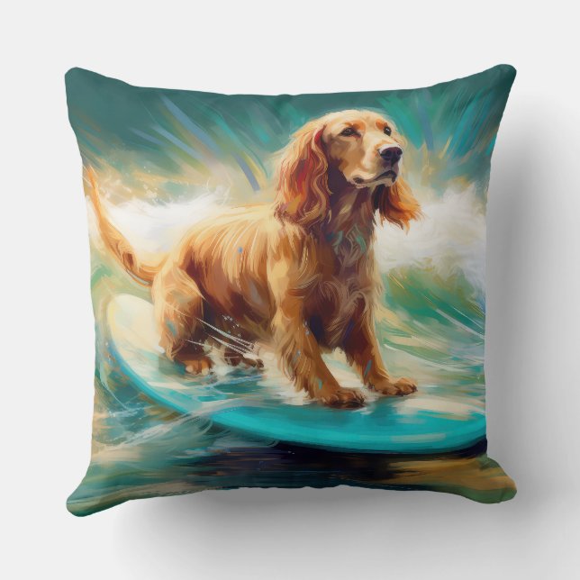 Cocker Spaniel Beach Surfmalerei Kissen (Rückseite)