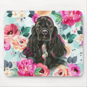 Cocker spaniel Blumenmaus Mousepad