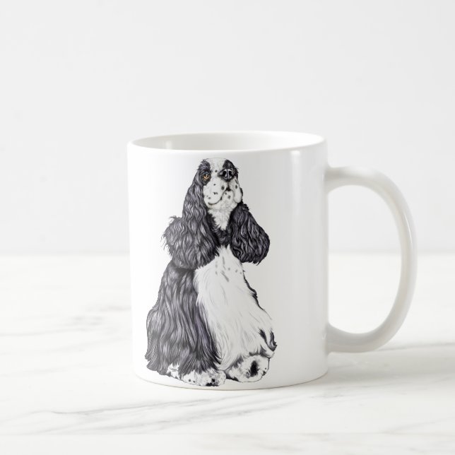Cocker Spaniel BW Parti Kaffeetasse (Rechts)