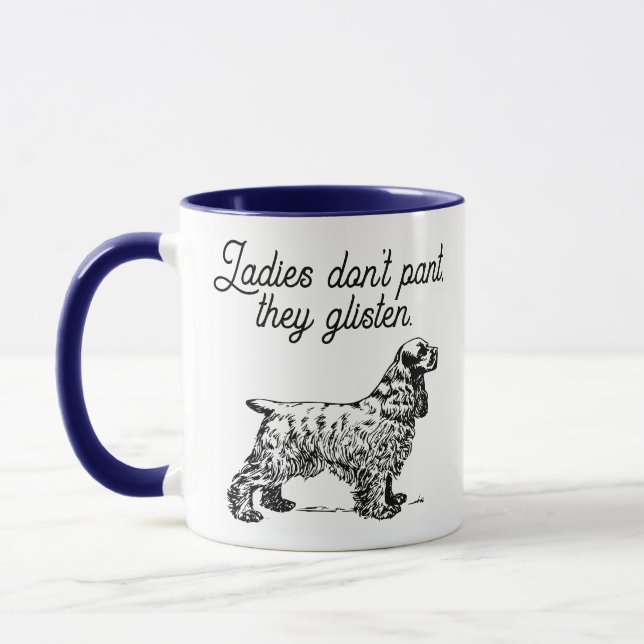 Cocker Spaniel Cartoon mit Funny Pet Joke Tasse (Links)