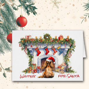 Cocker Spaniel Chien Père Noël attendre la cheminé