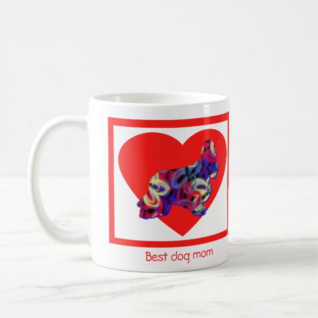 Cocker Spaniel Chien Rouge Saint Valentin Café Mug (Gauche)