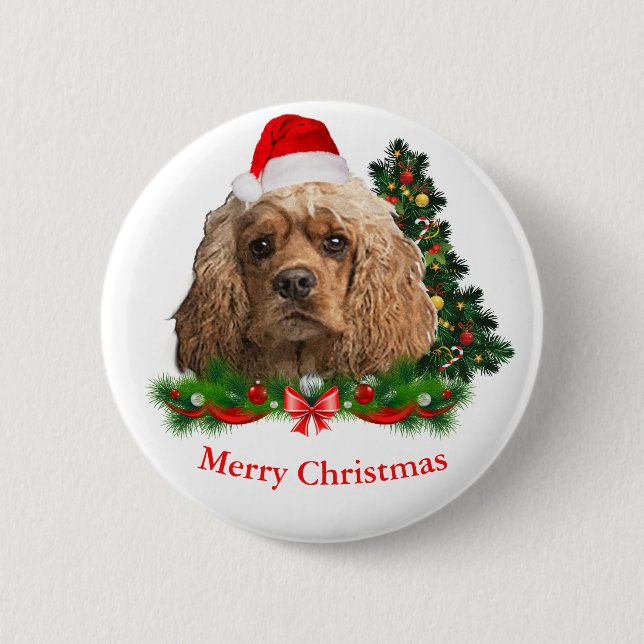 Cocker Spaniel Christmas Button (Vorderseite)