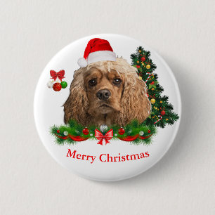Cocker spaniel Christmas Button