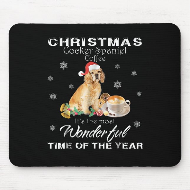 Cocker Spaniel | Christmas Cocker Spanischer Kaffe Mousepad (Vorne)