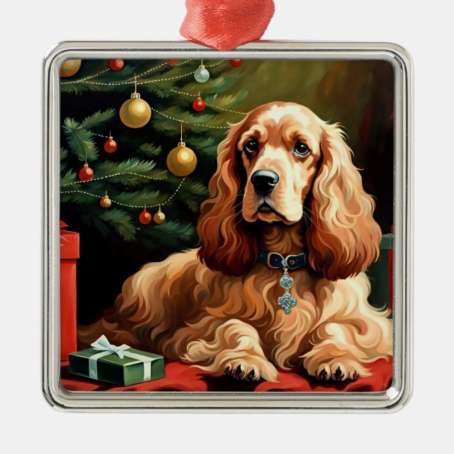 Cocker Spaniel Christmas Ornament Aus Metall (Vorne)