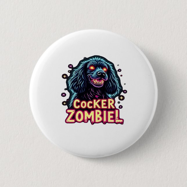 Cocker Spaniel Cockie Zombie Dog Halloween Essenti Button (Vorderseite)