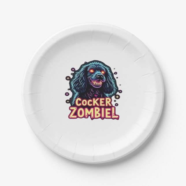 Cocker Spaniel Cockie Zombie Dog Halloween Essenti Pappteller (Vorderseite)
