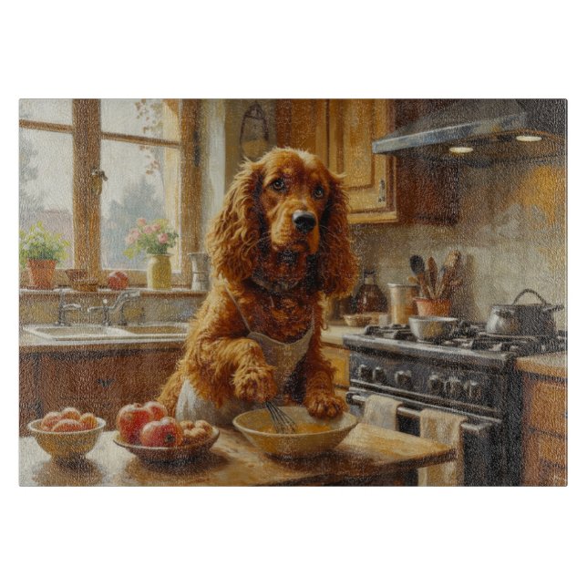 Cocker Spaniel Cooking in Kitchen Schneidebrett (Vorderseite)