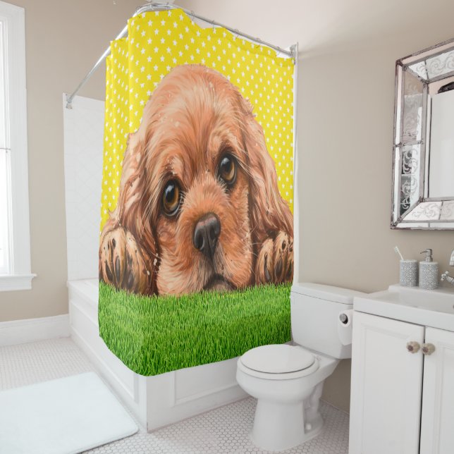 Cocker Spaniel Cutie Douche Rideau (En situation)
