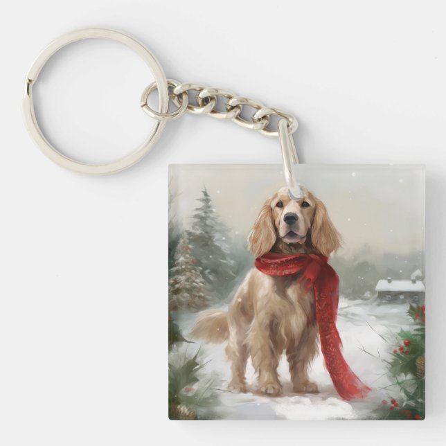 Cocker Spaniel dans la neige à Noël (Devant)
