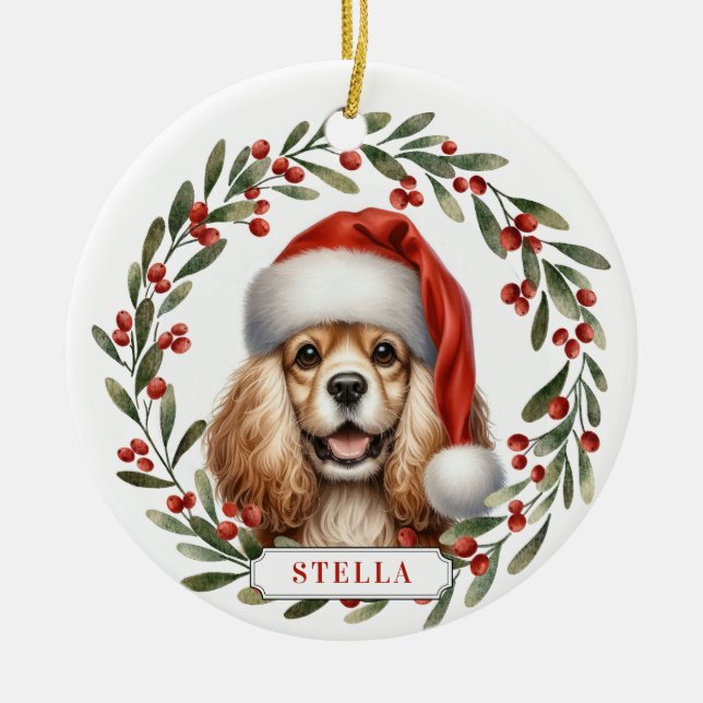 Cocker Spaniel Dog Ceramic Circle Ornament (Vorne)