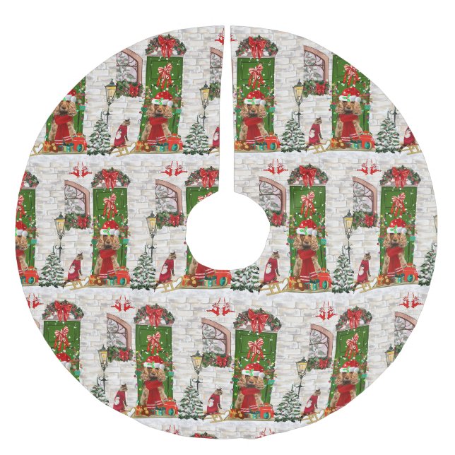 Cocker Spaniel Dog Christmas Polyester Weihnachtsbaumdecke (Vorderseite)