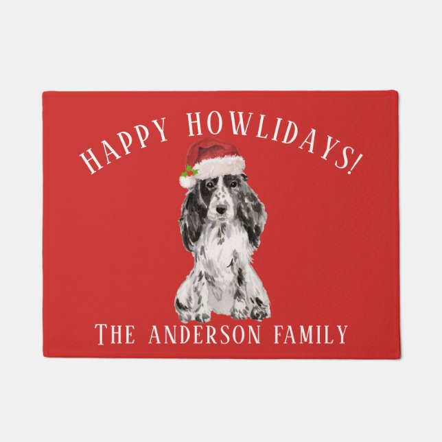 Cocker Spaniel Dog Happy Howlidays Weihnachten Fußmatte (Vorderseite)