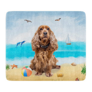 Cocker Spaniel Dog on Beach Schneidebrett