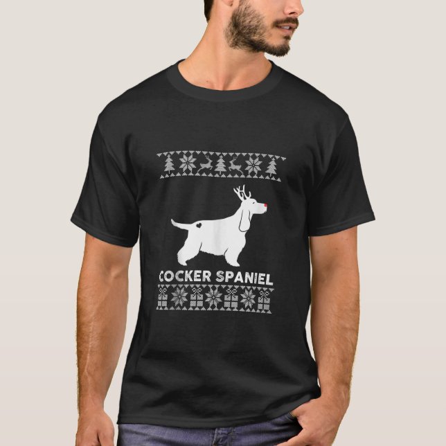 Cocker Spaniel Dog Pet Lover Reindeer Ugly Christm T-Shirt (Vorderseite)